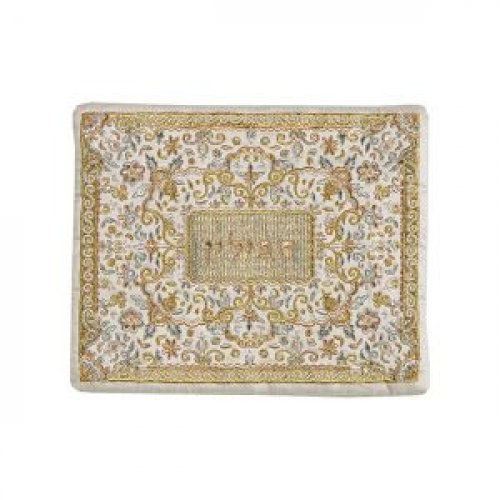 Tallit and Tefillin Bag with Full Embroidery, Gold and Silver Flowers - Yair Emanuel