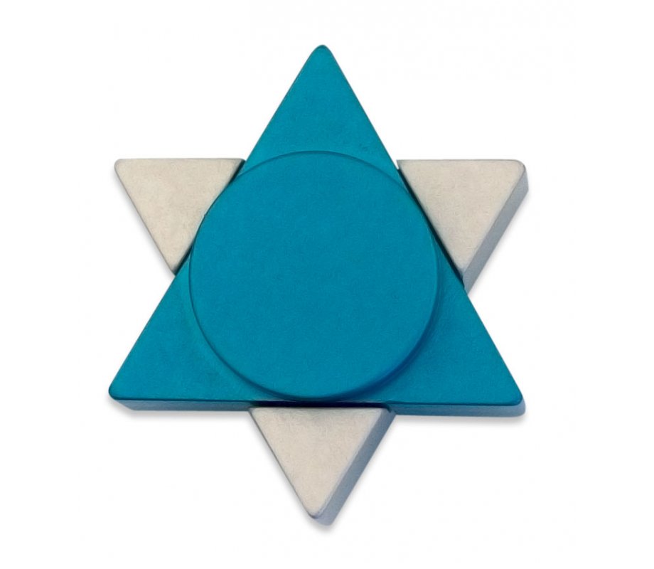 Teal Anodized Aluminum Travel Shabbat Candlesticks, Star Of David - Avner Agayof