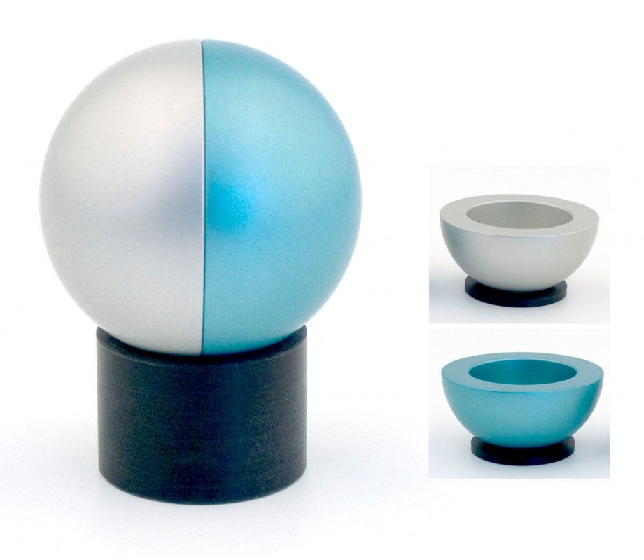 Teal Travelling Aluminum Shabbat Candlesticks Ball Series by Agayof