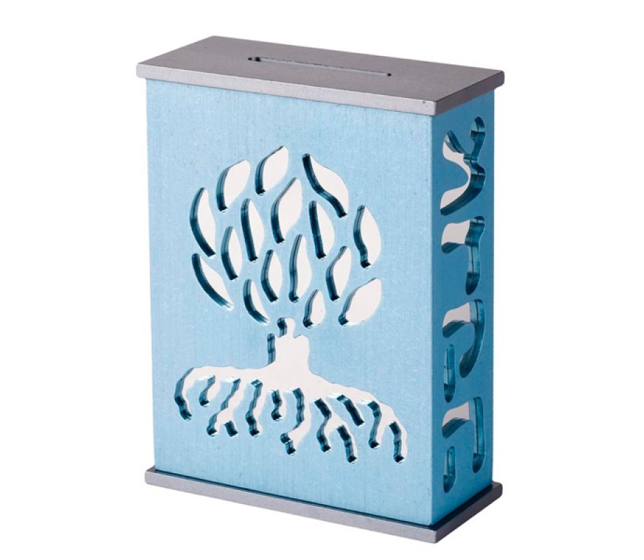 Teal Tzedakah Box by Agayof - tree of Life