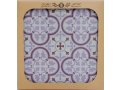 Tempered Glass Trivet with Purple Leaf and Flower Design - Dorit Judaica