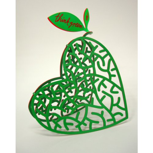 Think Green Free Standing Double Sided Heart Sculpture - David Gerstein