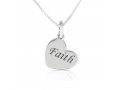 Tilted Heart Pendant Necklace, Faith, You Are Always in My Heart - Sterling Silver