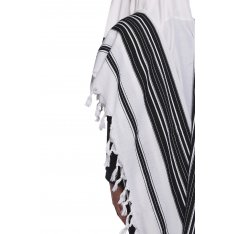 Traditional Chabad Wool Tallit Non Slip Prayer Shawl with Thin Handmade Tzitzit