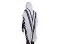 Turkish Style Non Slip Wool Tallit with Lining - Black Stripes
