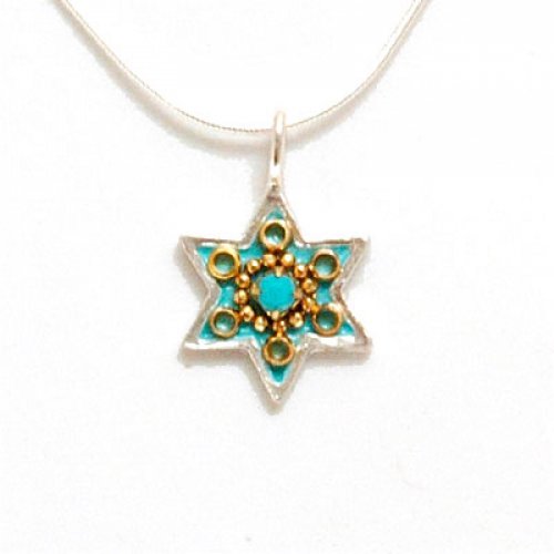 Turquoise Magen David Necklace - Ester Shahaf