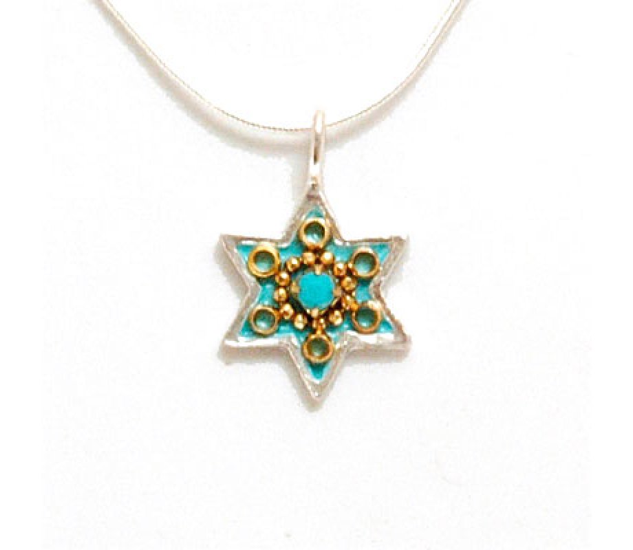 Turquoise Magen David Necklace - Ester Shahaf