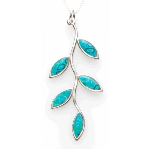 Turquoise Olive Leaf Branch Necklace by Adina Plastalina