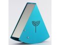 Turquoise Rocking Charity Box Matan Be'seter & Menorah Motif - by Shraga Landesman