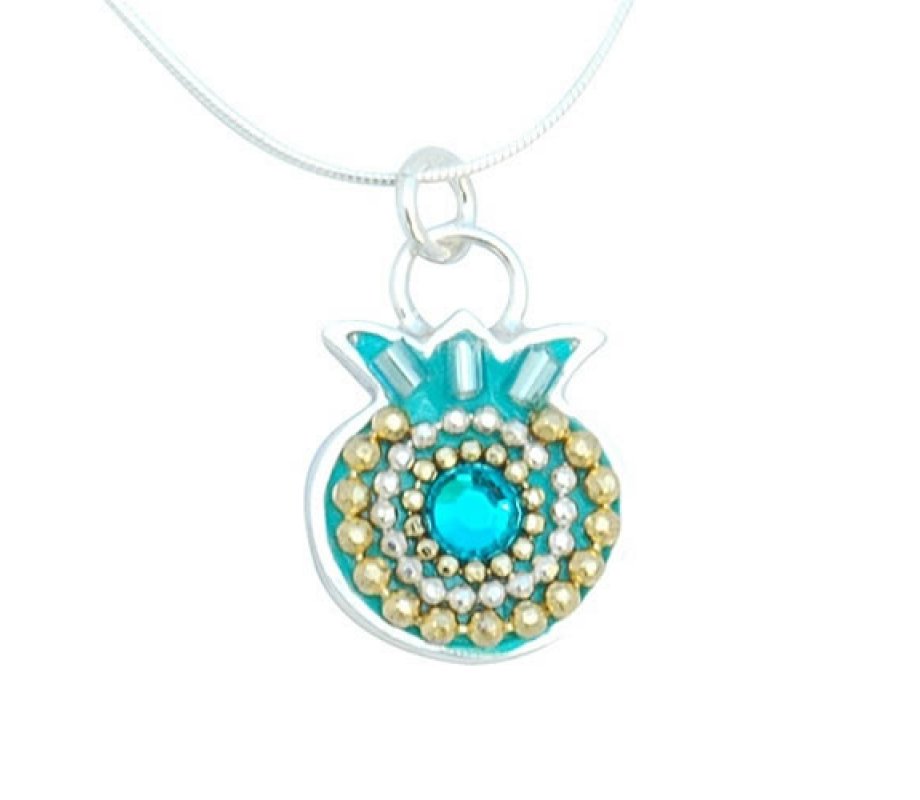 Turquoise Silver Pomegranate Necklace - Shahaf