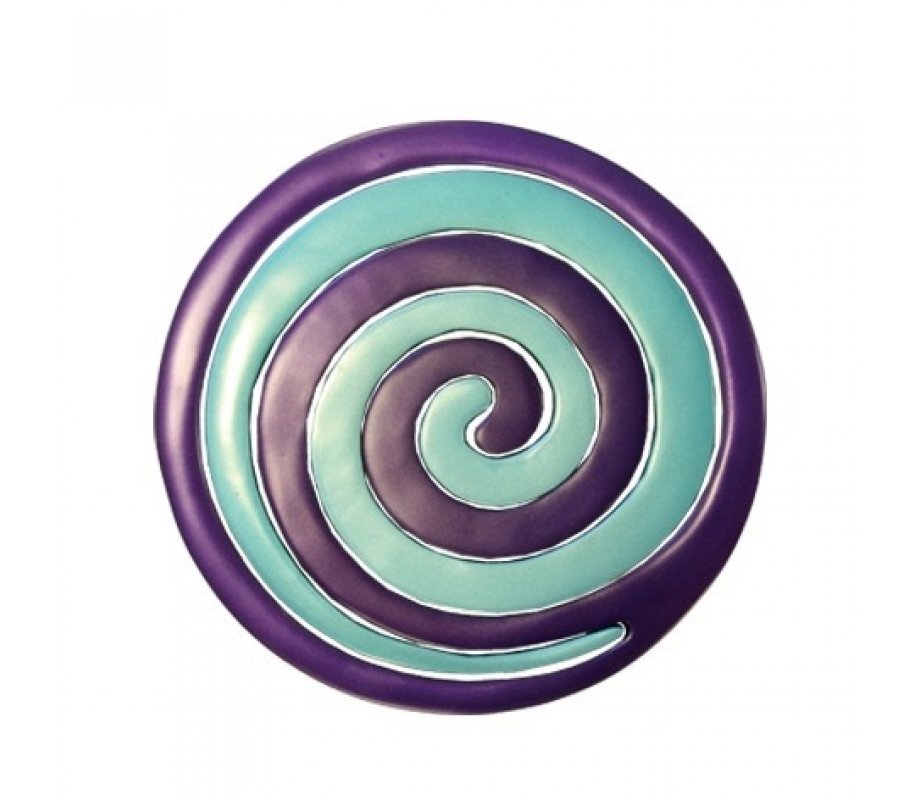 Two-in-One Blue and Violet Anodized Aluminum Trivet, Swirls - Yair Emanuel