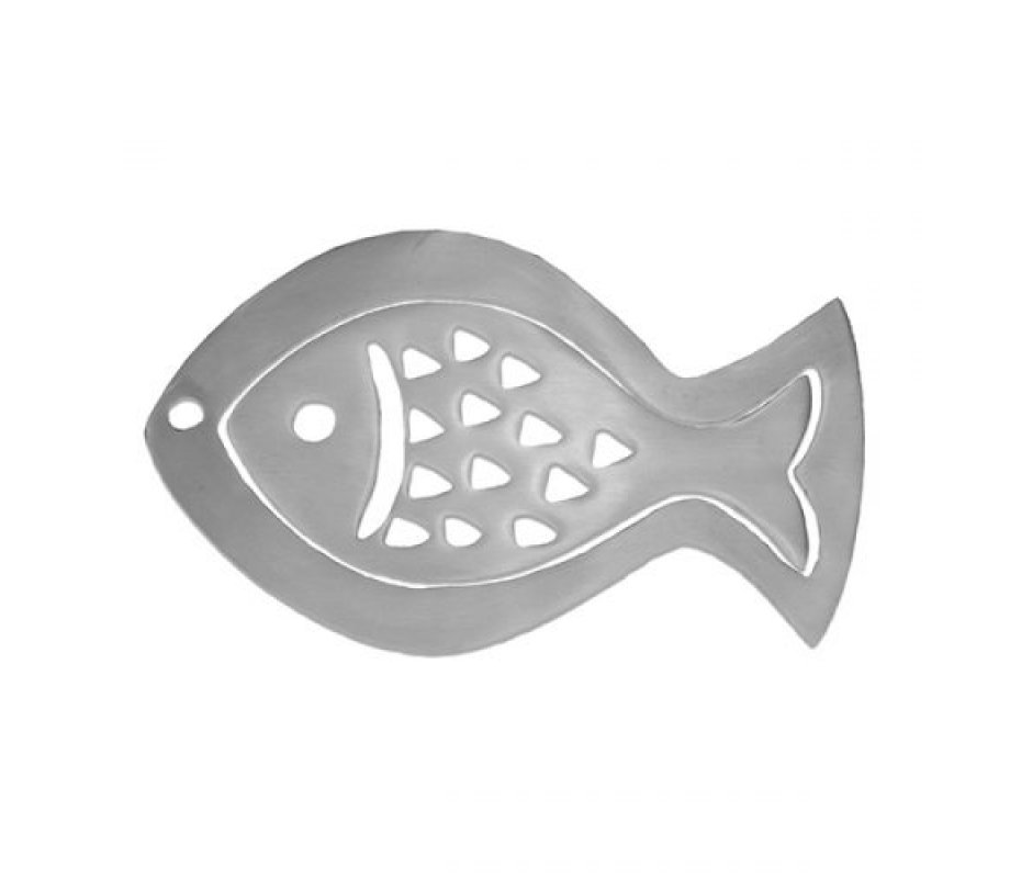 Two-in-One Silver Aluminum Trivet, Fish - Yair Emanuel