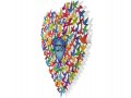 Wall Art, Colorful Heart Shape with Multiple Birds and Biblical Quotes - Dorit Judaica