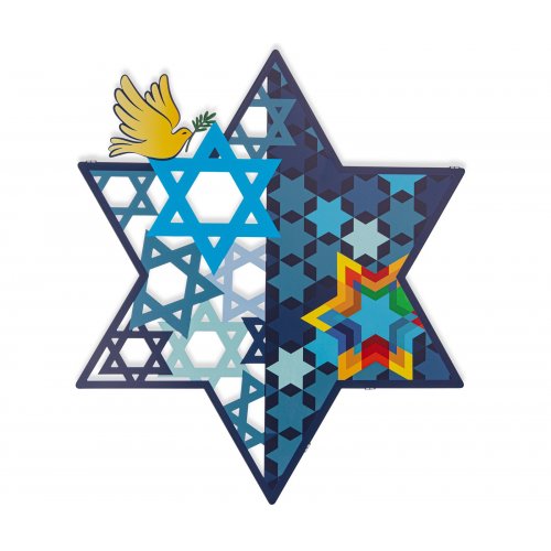 Wall Art Star of David and Peace Dove with Multiple Stars of David - Dorit Judaica