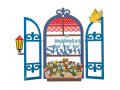 Wall Plaque, Decorative Window, Shalom Blessing in Hebrew-English - Dorit Judaica