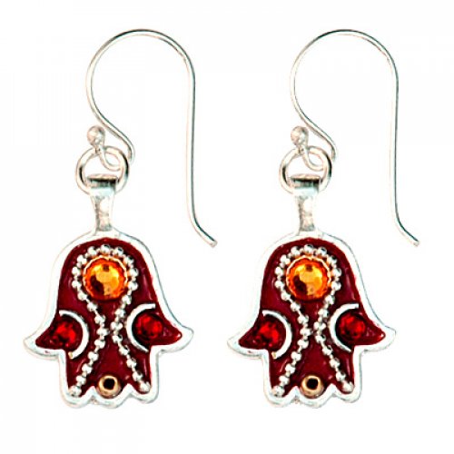 Warm Maroon Hamsa Earrings by Shahaf