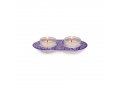 White Flower Design Glass and Metal Candle Holders for Tea Lights - Yair Emanuel