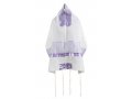 White Tallit Set with Purple Flowers by Ronit Gur