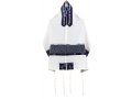 White Tallit Set with Silver Diamond on Blue Stripes -Ronit Gur