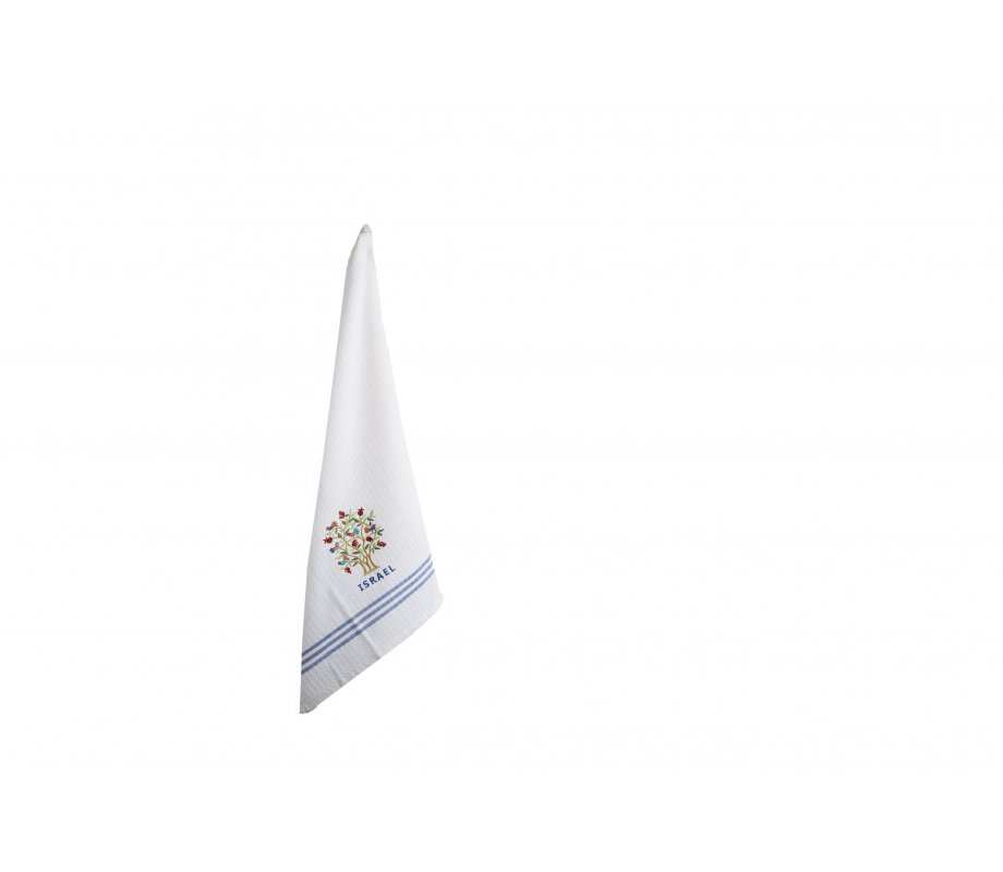 Yair Emanuel Dish Towel, Embroidered Pomegranate Tree - Yair Emanuel
