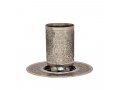 Yair Emanuel Kiddush Cup and Plate, Overlay - Stainless Steel