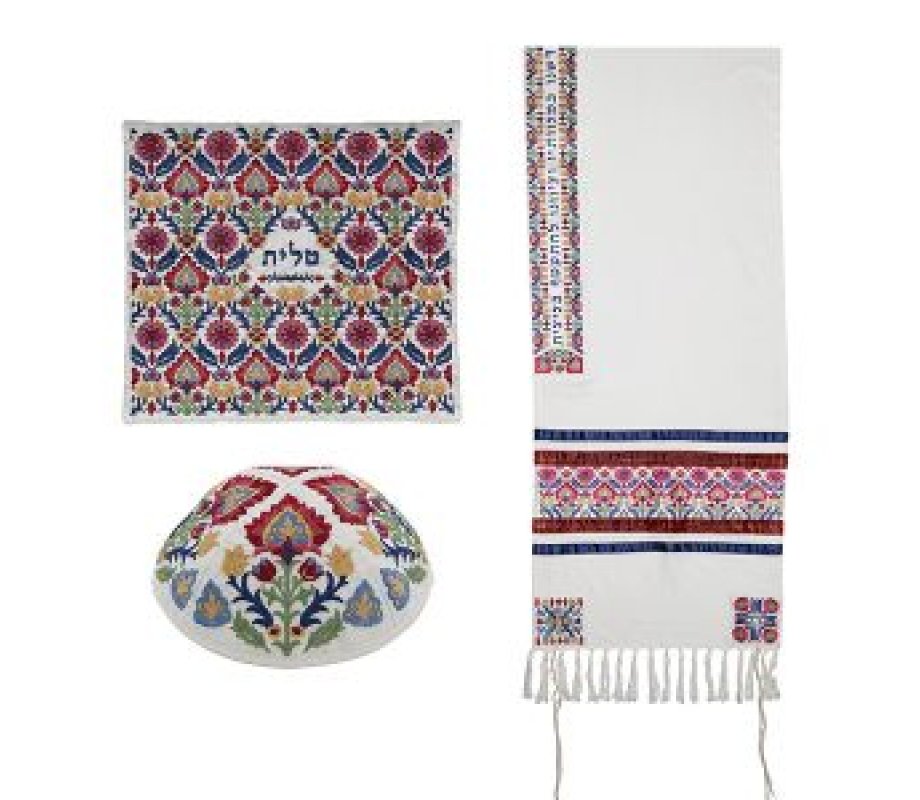 Yair Emanuel Tallit Kippah and Bag Set, Oriental Design – Multicolor