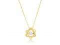 Yellow Gold Plated Necklace, Zircon Decorated Star of David Pendant  Stainless Steel