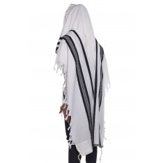 Yishtabach Classic Wool Tallit Non Slip Prayer Shawl - Black Stripes