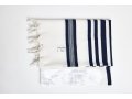 Yishtabach Classic Wool Tallit Non Slip Prayer Shawl - Dark Navy Stripes