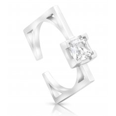 Zircon Decorated Square Sterling Silver Ring  Choice of Sterling Silver or Gold Plate