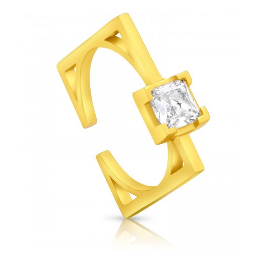 Zircon Decorated Square Sterling Silver Ring  Choice of Sterling Silver or Gold Plate