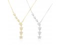 Zircon Studded Stars on Sterling Silver Lariat Necklace - Choose Yellow Gold or Silver