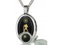 Zodiac Aquarius Pendant on Black Onyx - Nano Jewelry