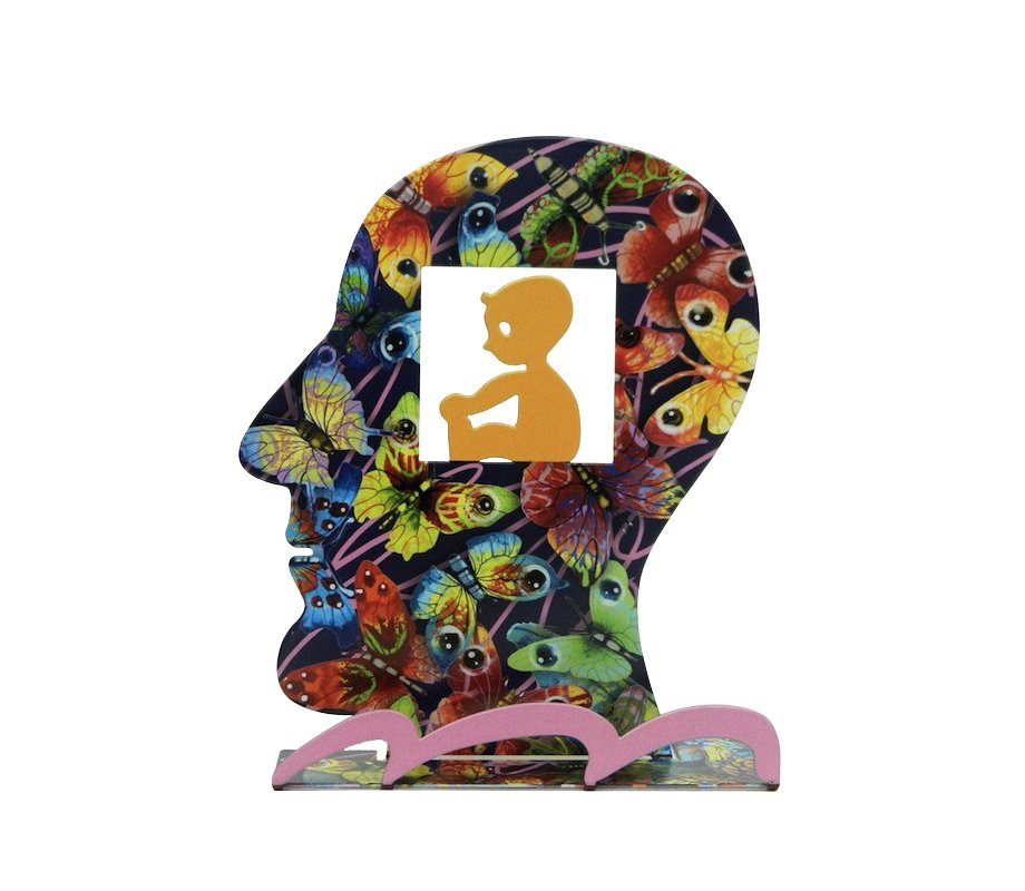 baby Free Standing Double Sided Head Sculpture - David Gerstein